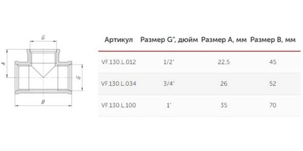 Тройник VALFEX ВР-ВР-ВР 1" (25/5)